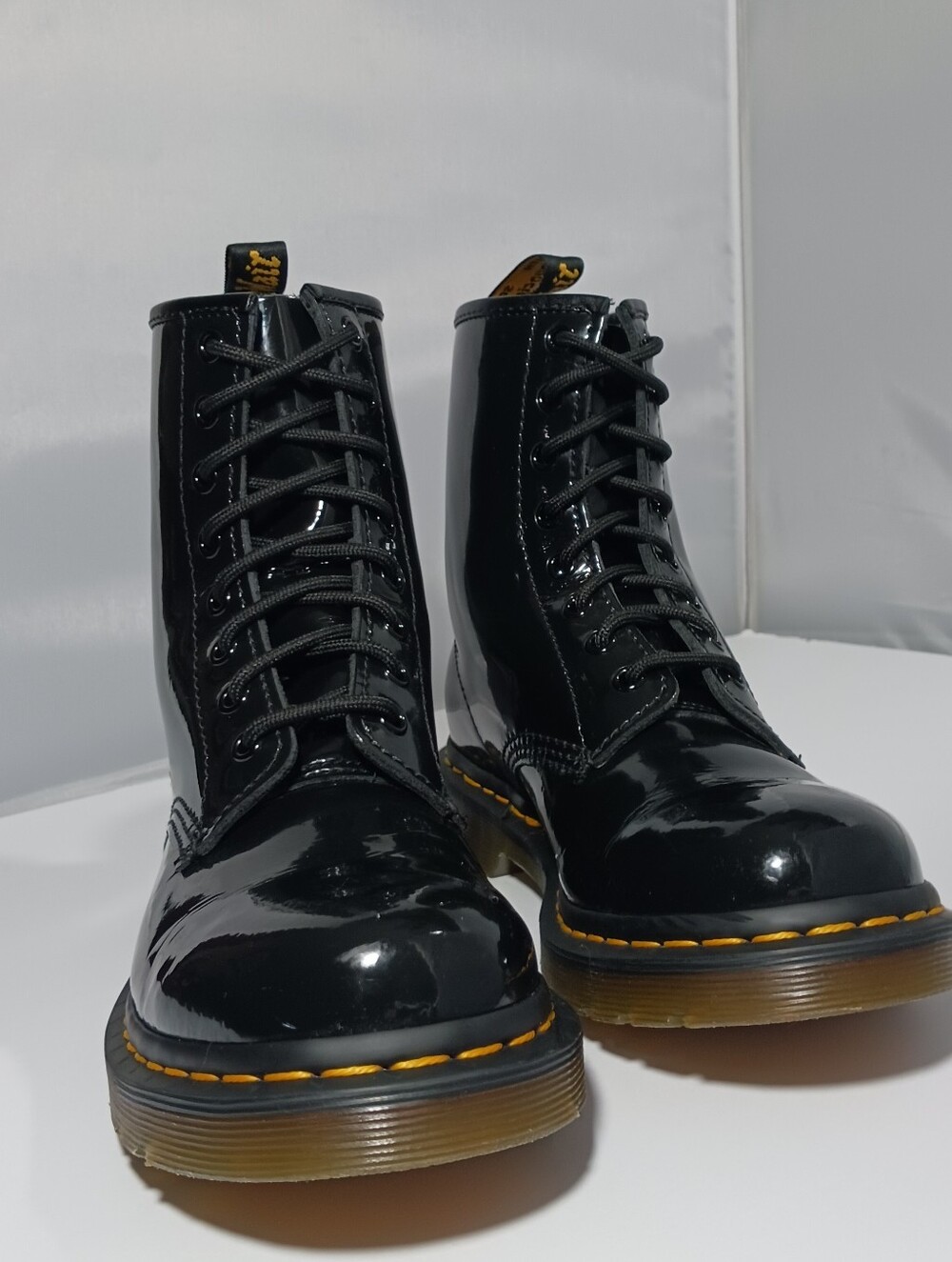 Dr. Martens Black Patent Leather Boots W8 - Picture 7 of 13